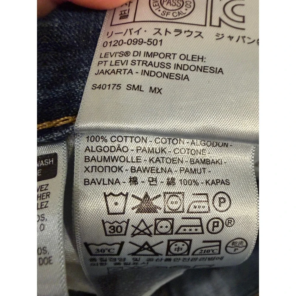 Levi's 513 Mens Jeans 34x32 Slim Straight Blue Distressed Ripped